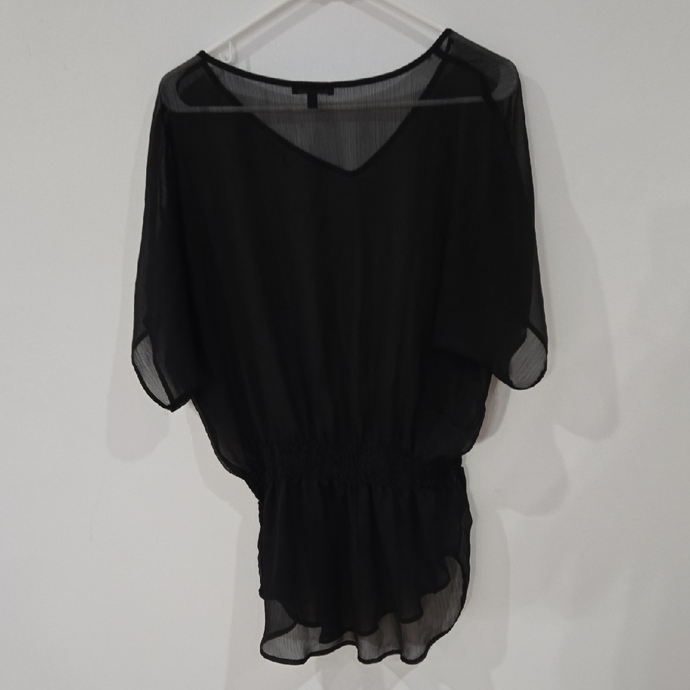 Express Sz Medium Black Sheer Top With Cover Up Wrap - Picture 4 of 12
